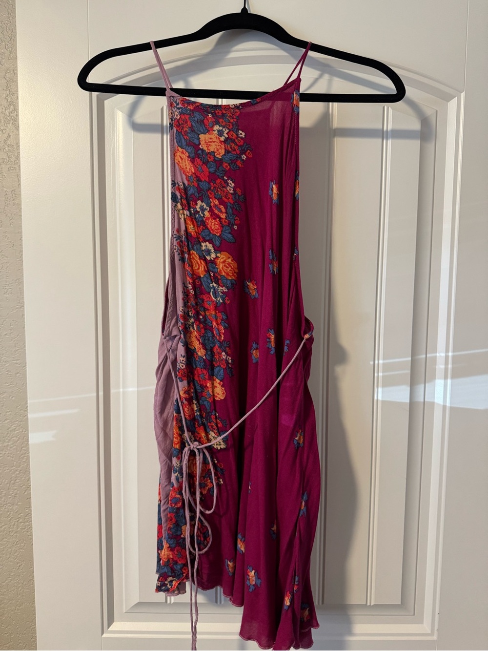 Free People Berry Floral Blouse with Spaghetti Straps - tunic length